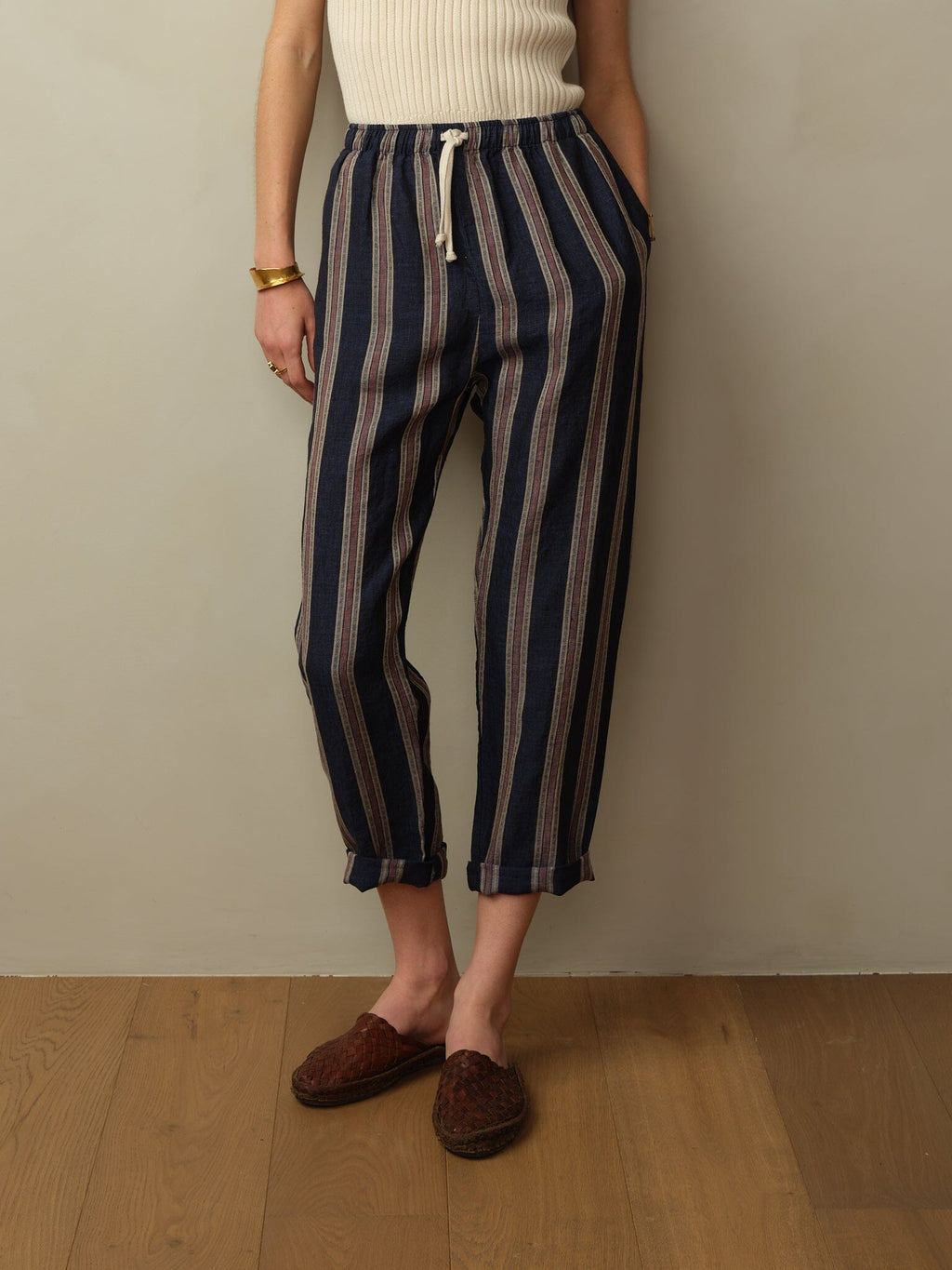 Bali Pant in Embroidered Linen