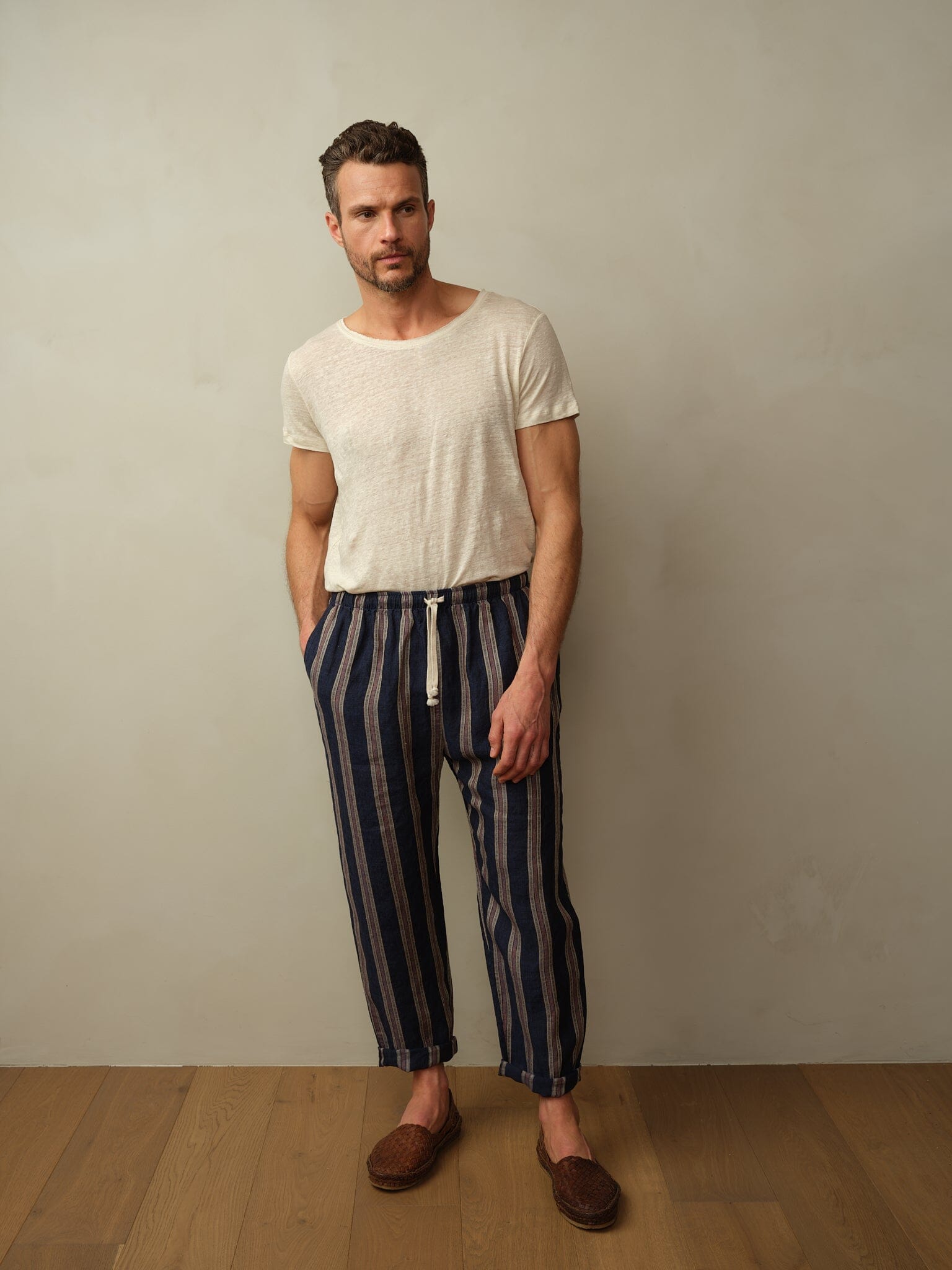 Bali Pant in Embroidered Linen