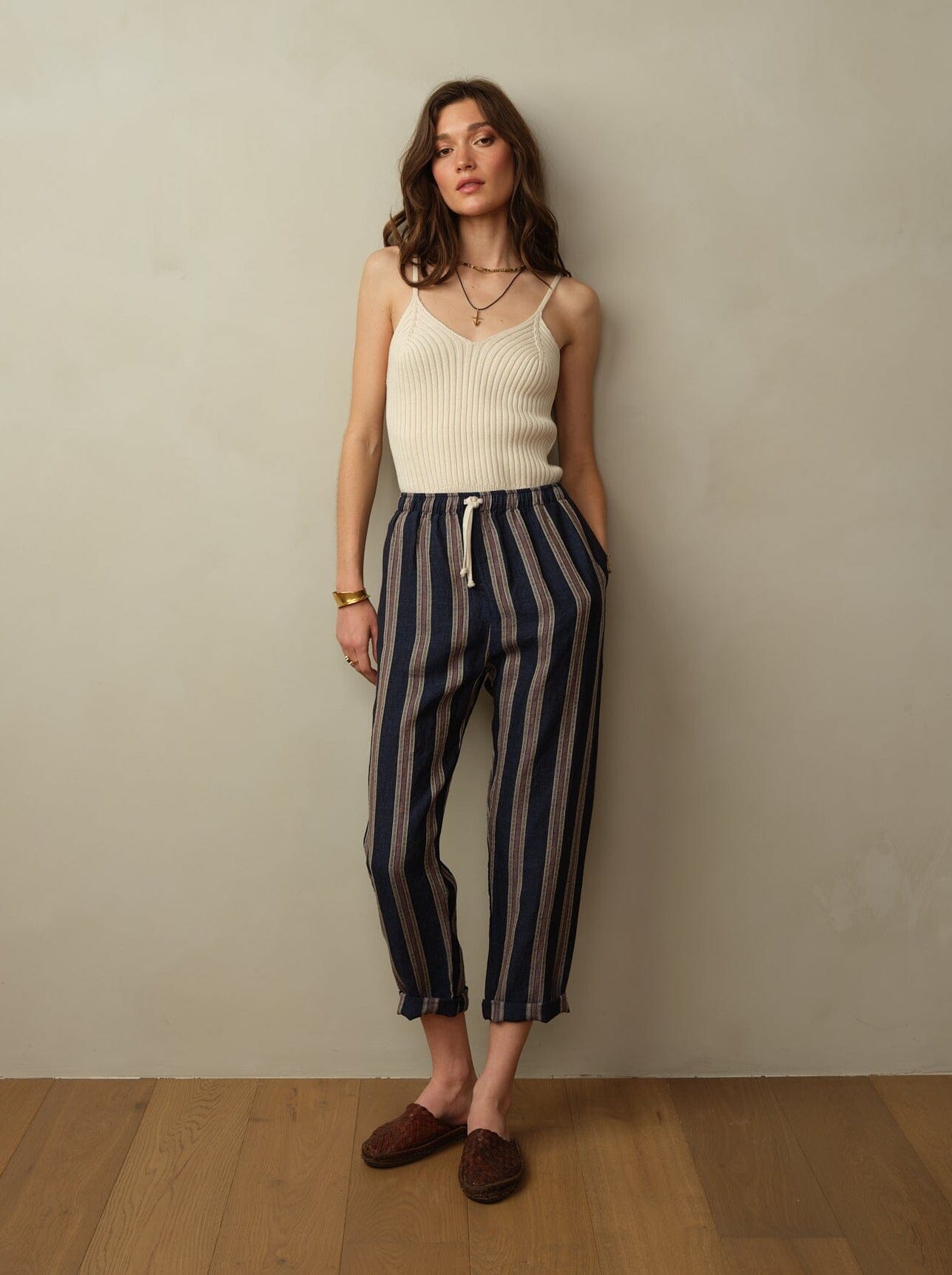 Bali Pant in Embroidered Linen