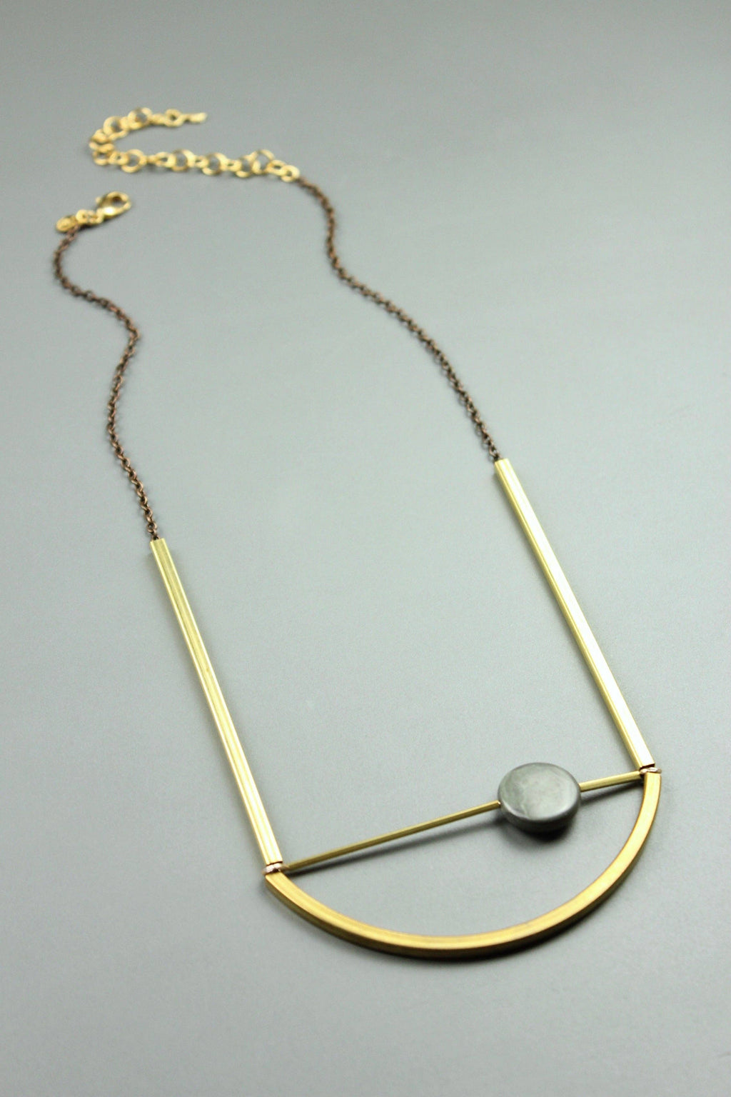 David Aubrey Jewelry - ATH122 Geometric Brass Necklace