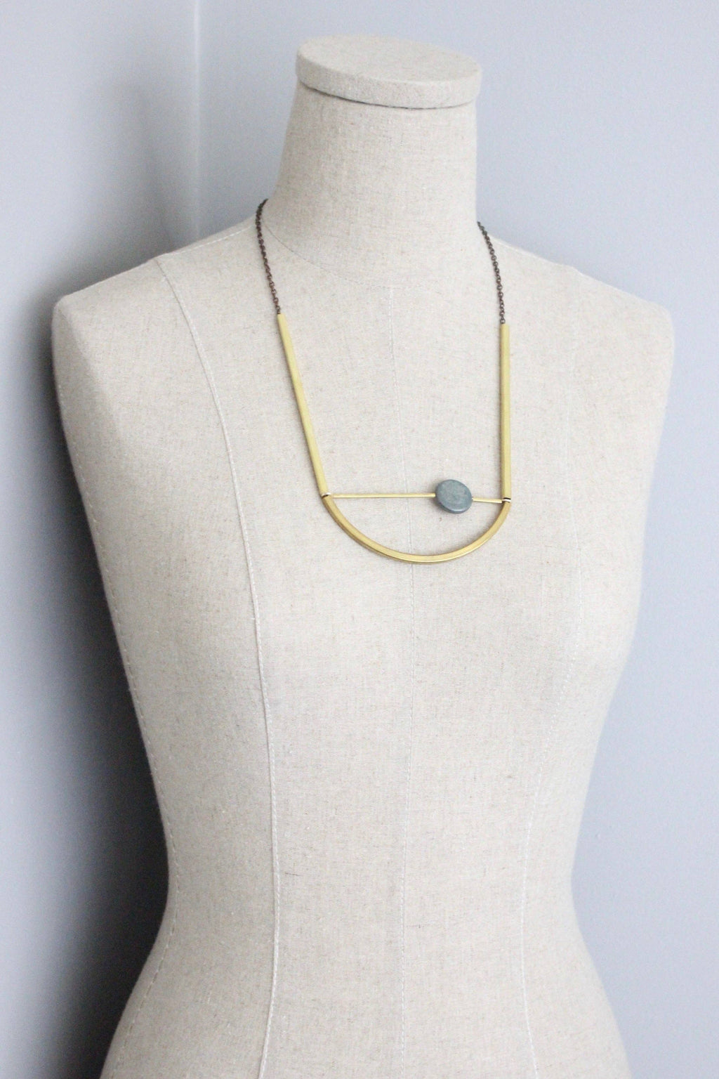 David Aubrey Jewelry - ATH122 Geometric Brass Necklace
