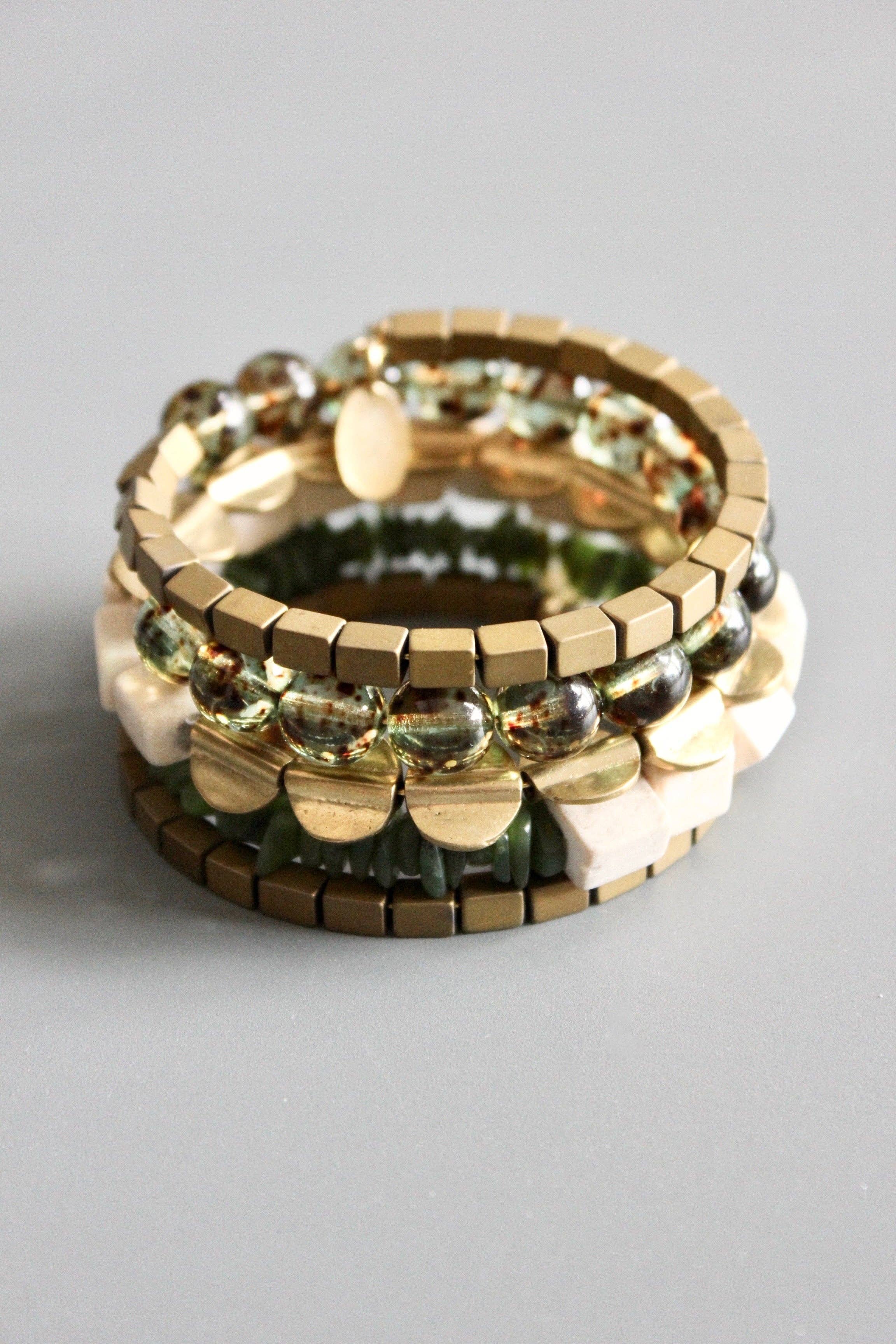 David Aubrey Jewelry - ATHB03 Jade and Brass Wrap Bracelet