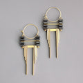 David Aubrey Jewelry - CHRE54 ArtDeco Hematite and Brass Hoop Earrings