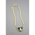 David Aubrey Jewelry - FER119 Geometric Black, Gold, and Green Pendant Necklace