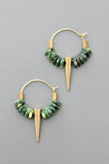 David Aubrey Jewelry - FERE05  Small Green Glass and Spike Hoop Earrings