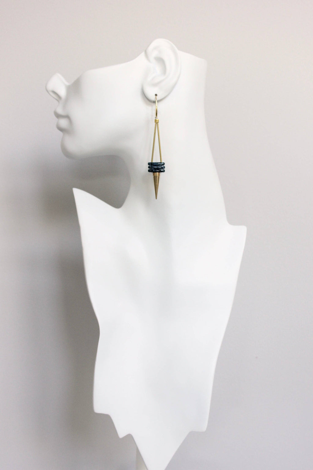 David Aubrey Jewelry - FERE109  Geometric Glass and Brass Spike Earrings