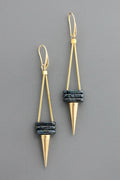 David Aubrey Jewelry - FERE109  Geometric Glass and Brass Spike Earrings