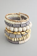David Aubrey Jewelry - GNDB04 Gray, White, and Brass Wrap Bracelet