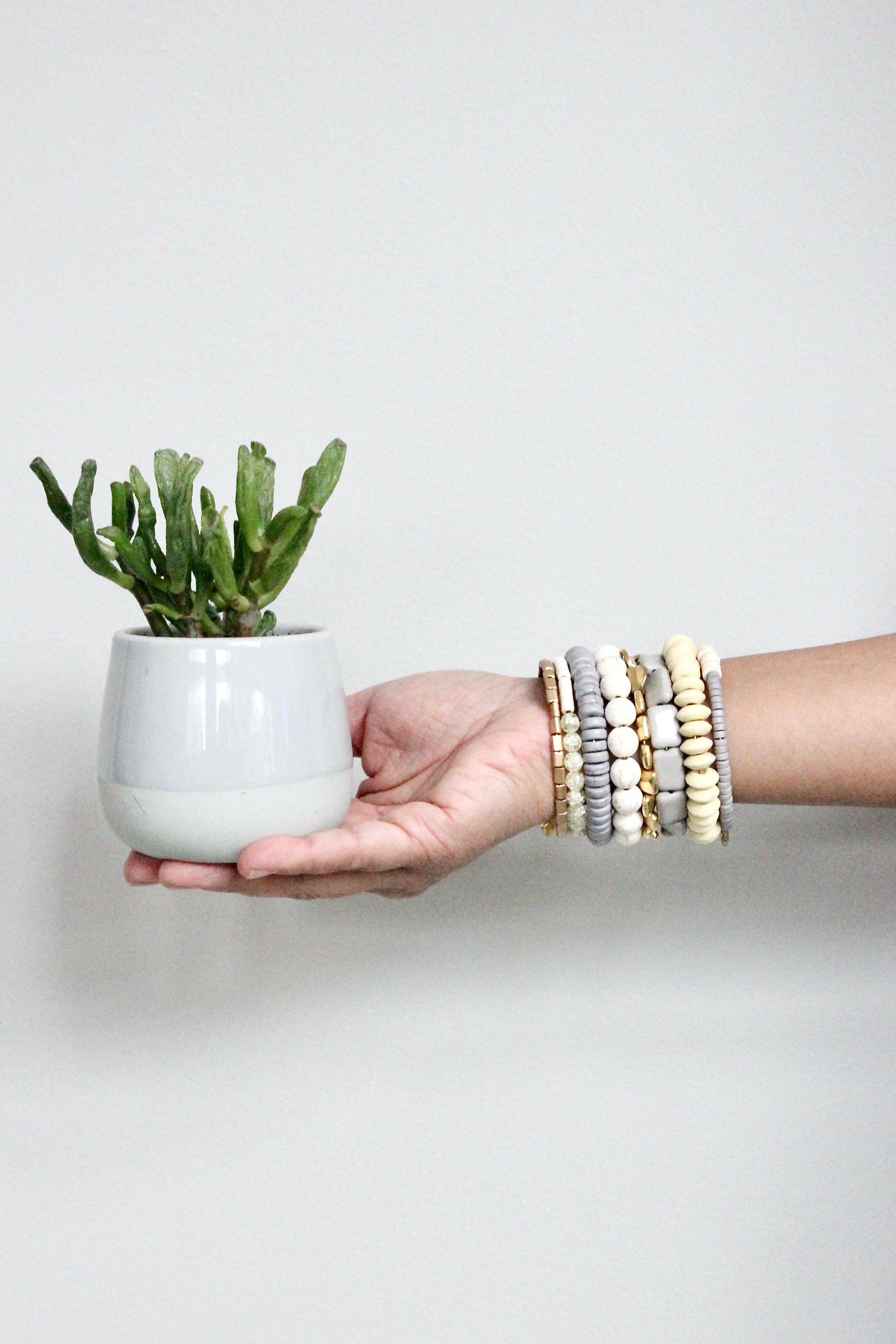 David Aubrey Jewelry - GNDB04 Gray, White, and Brass Wrap Bracelet