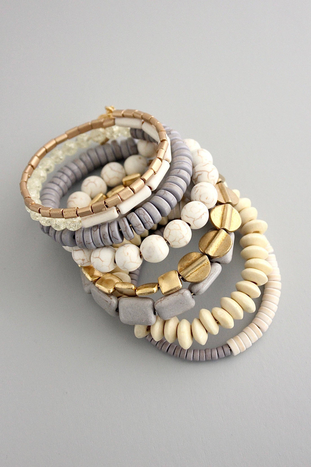 David Aubrey Jewelry - GNDB04 Gray, White, and Brass Wrap Bracelet