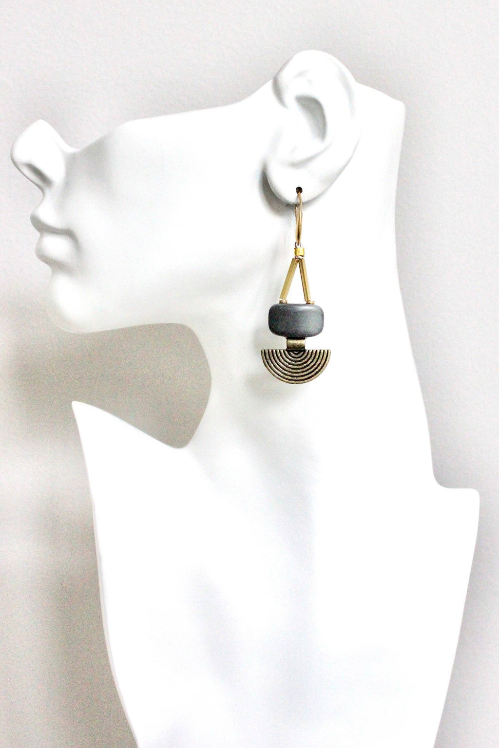 David Aubrey Jewelry - HYLE42 Artdeco Hematite Earrings