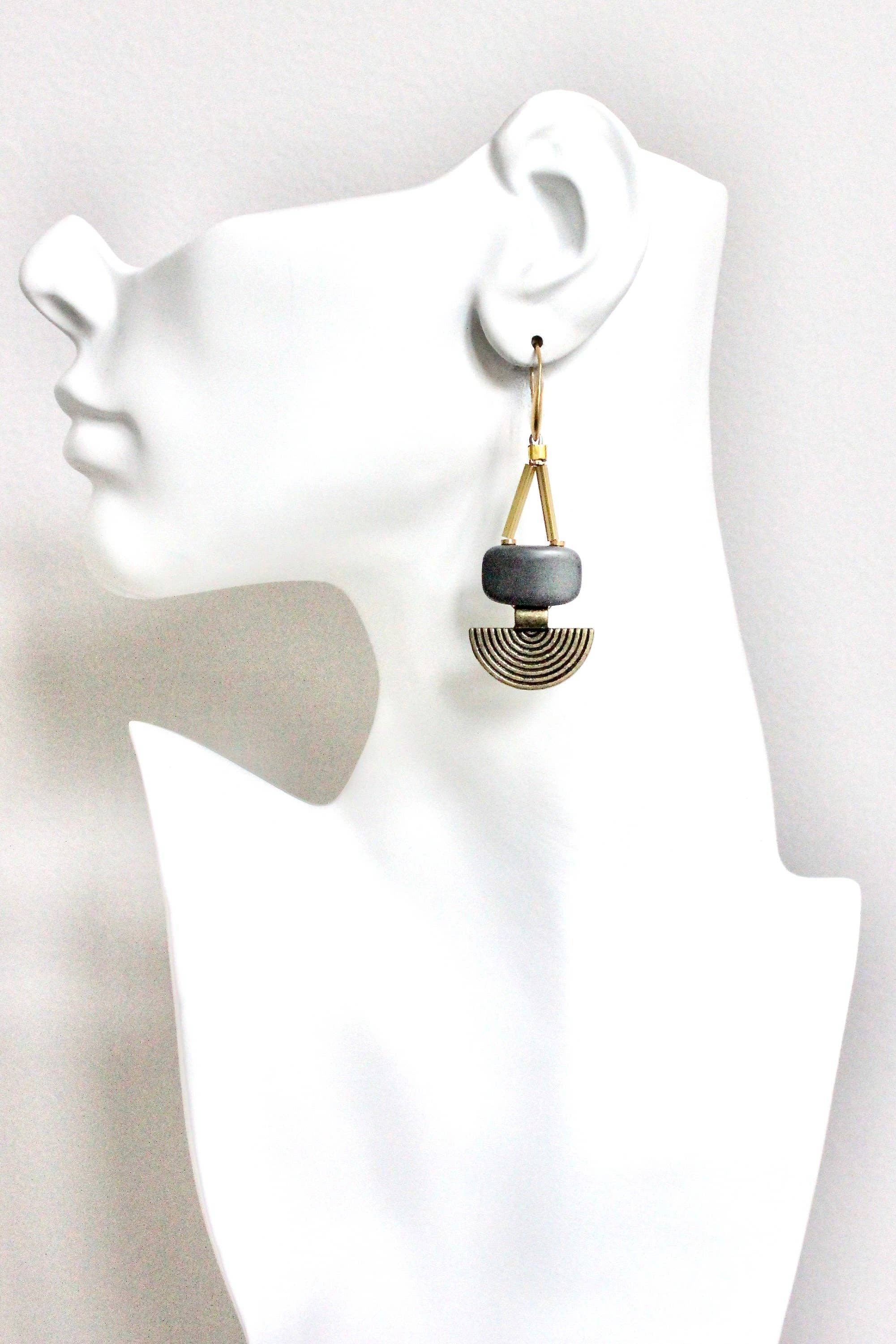 David Aubrey Jewelry - HYLE42 Artdeco Hematite Earrings