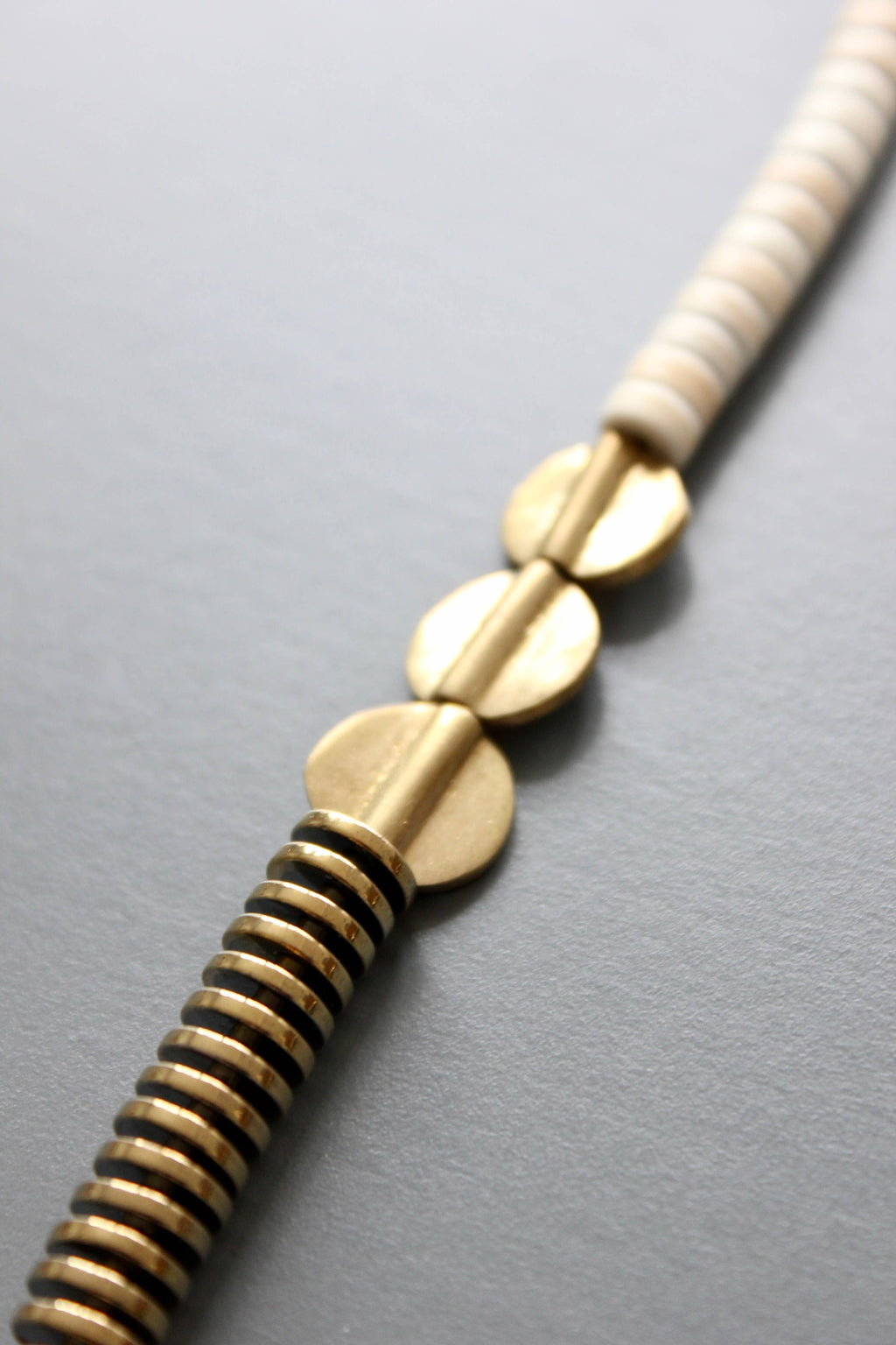 David Aubrey Jewelry - ISL126 Gold Hematite and White Disc Necklace