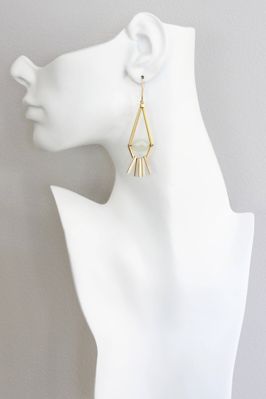 David Aubrey Jewelry - ISLE45 Green Aventurine and Brass Geometric Earrings