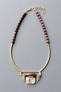 David Aubrey Jewelry - JLT218 Burgundy and Jasper Artdeco Pendant Necklace
