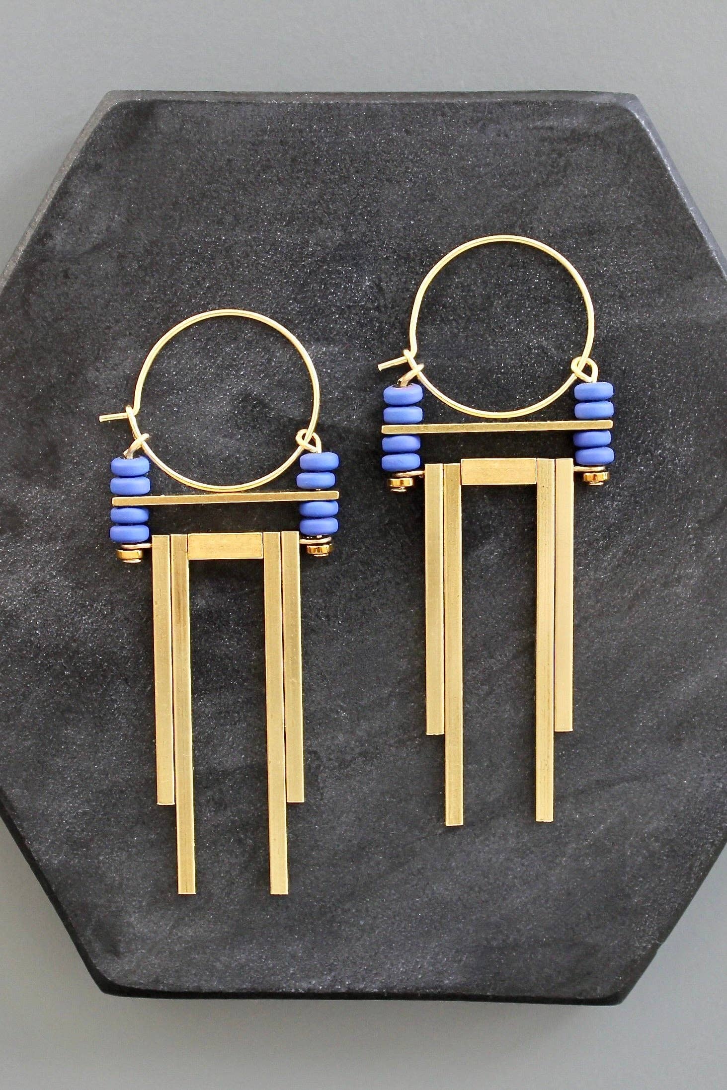 David Aubrey Jewelry - KYLE33 Cobalt Artdeco Hoop Earrings