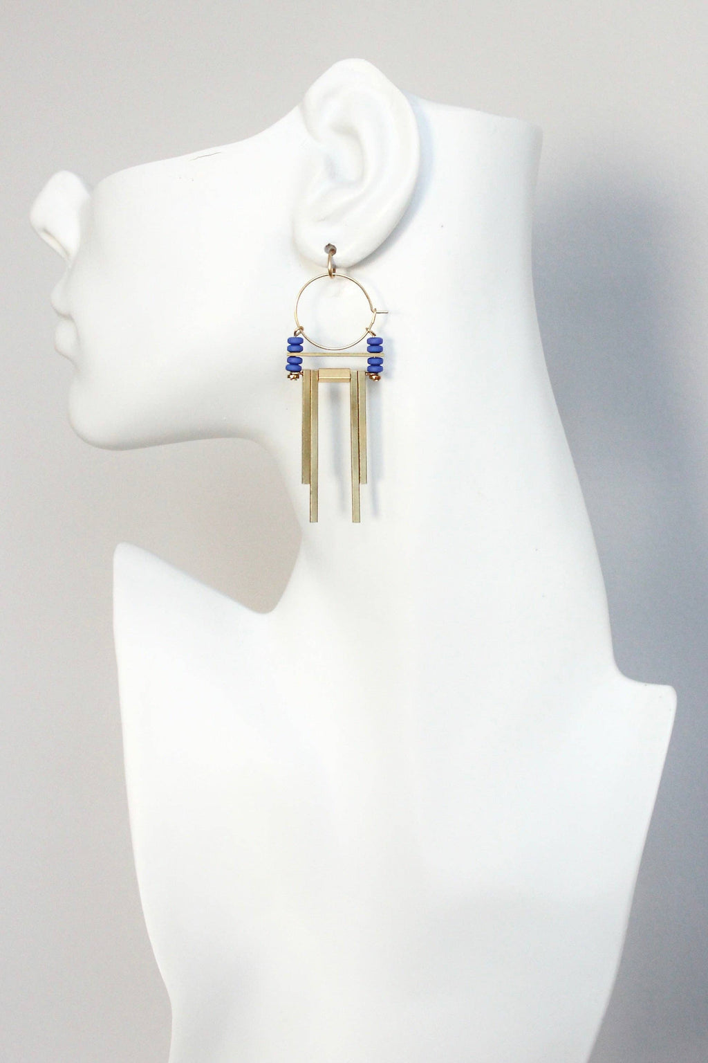 David Aubrey Jewelry - KYLE33 Cobalt Artdeco Hoop Earrings