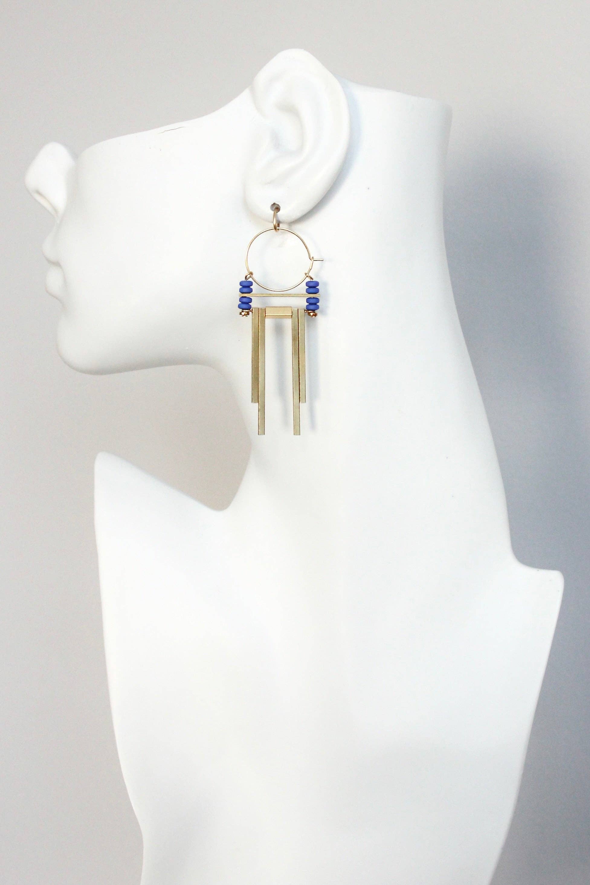 David Aubrey Jewelry - KYLE33 Cobalt Artdeco Hoop Earrings