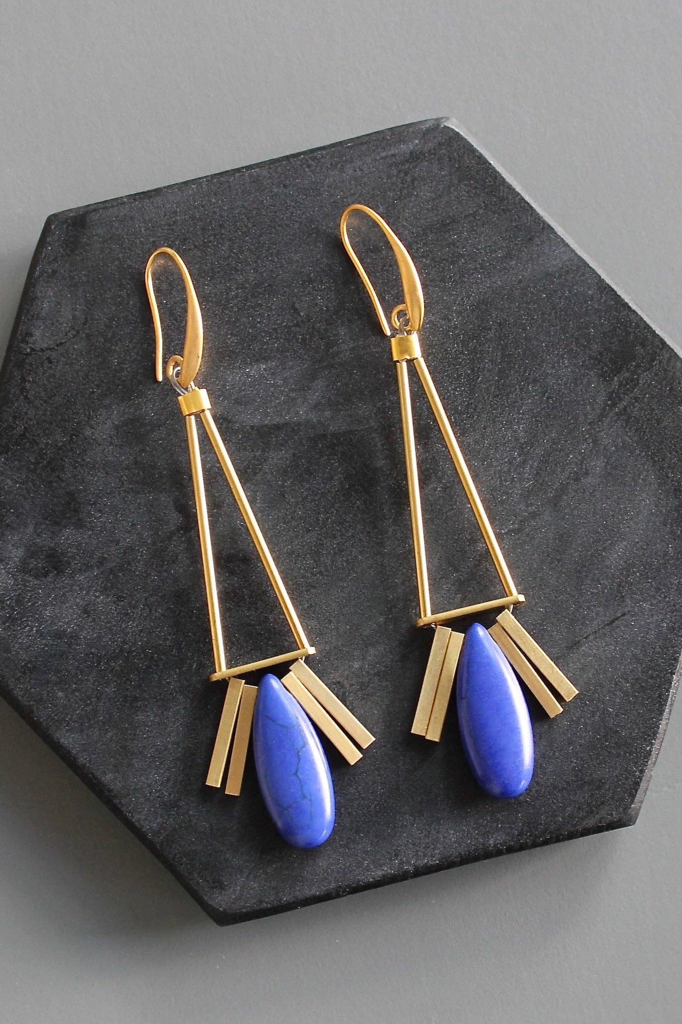 David Aubrey Jewelry - KYLE65 Cobalt Artdeco Earrings