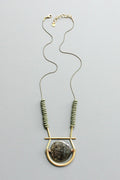 David Aubrey Jewelry - LEX223 Black and Moss Geometric Pendant Necklace