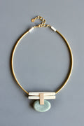 David Aubrey Jewelry - MLN114 Green Jasper and Brass Artdeco Necklace