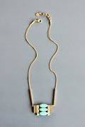 David Aubrey Jewelry - MLN516 Turquoise and Brass Artdeco Necklace