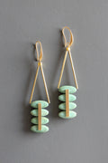 David Aubrey Jewelry - MLNE51 Turquoise and Brass Artdeco Earrings
