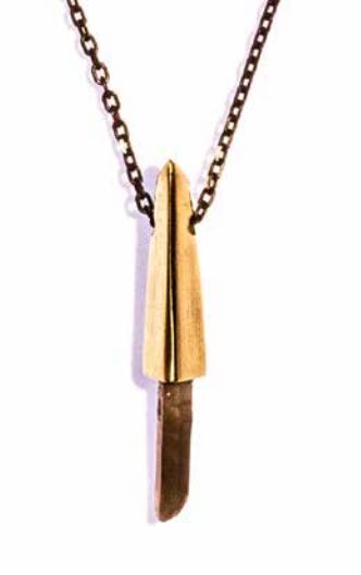 Killer - Small Faceted Crystal Cap Brass / Raw Smoky Quartz Pendant