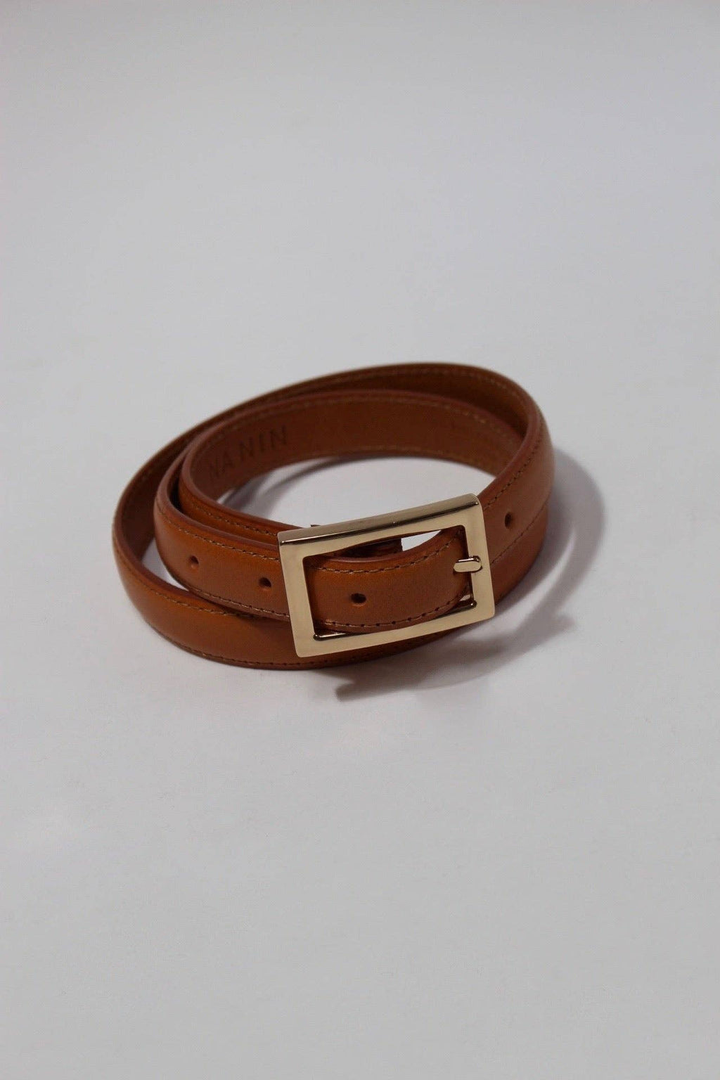 NaNin- Lois Genuine Leather Belt with Gold Hardware