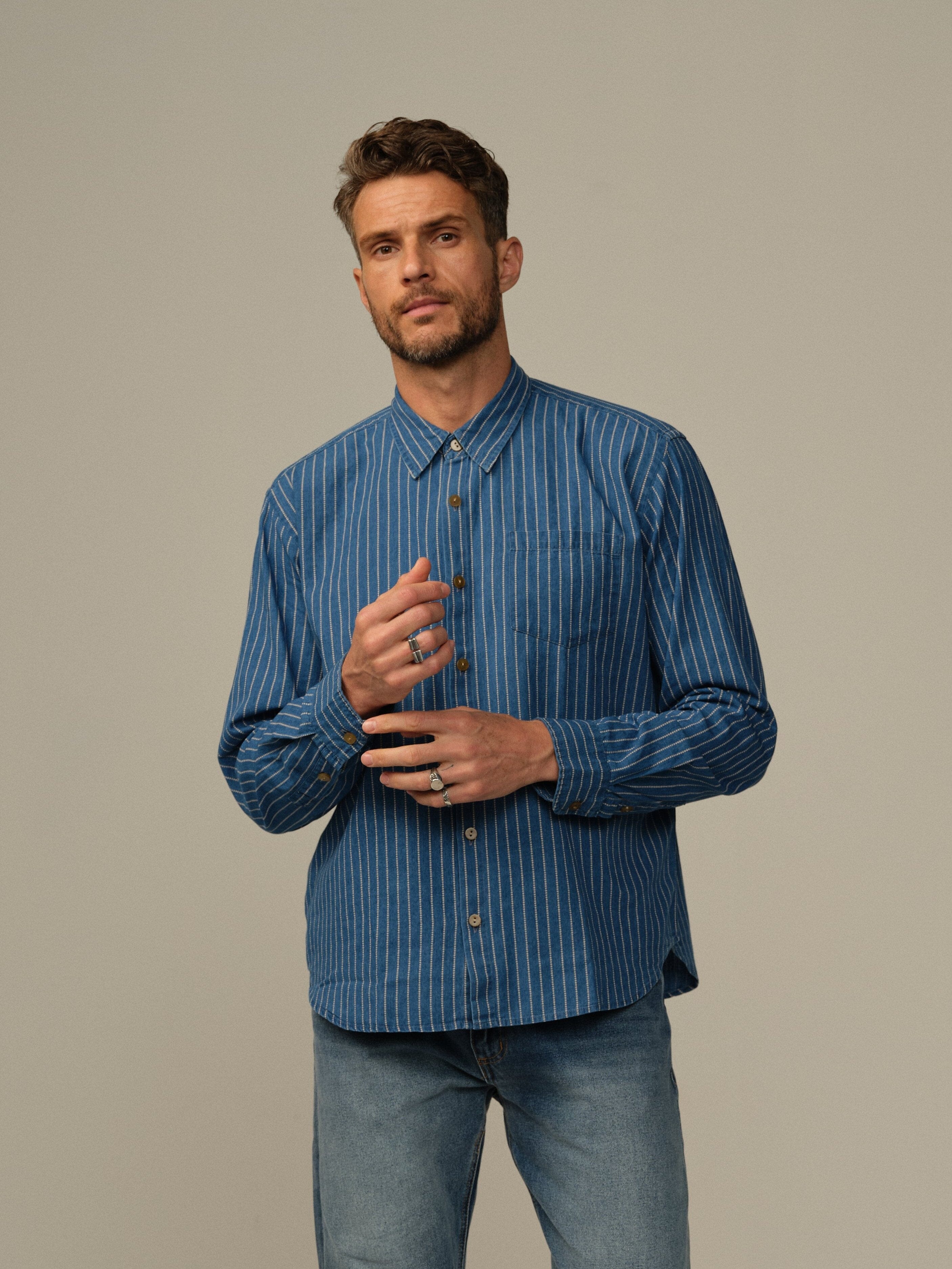 Accord Shirt in Dot-Dyed Indigo