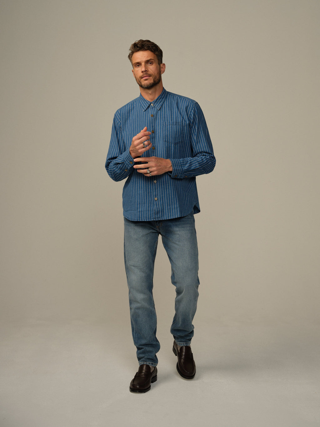 Accord Shirt in Dot-Dyed Indigo