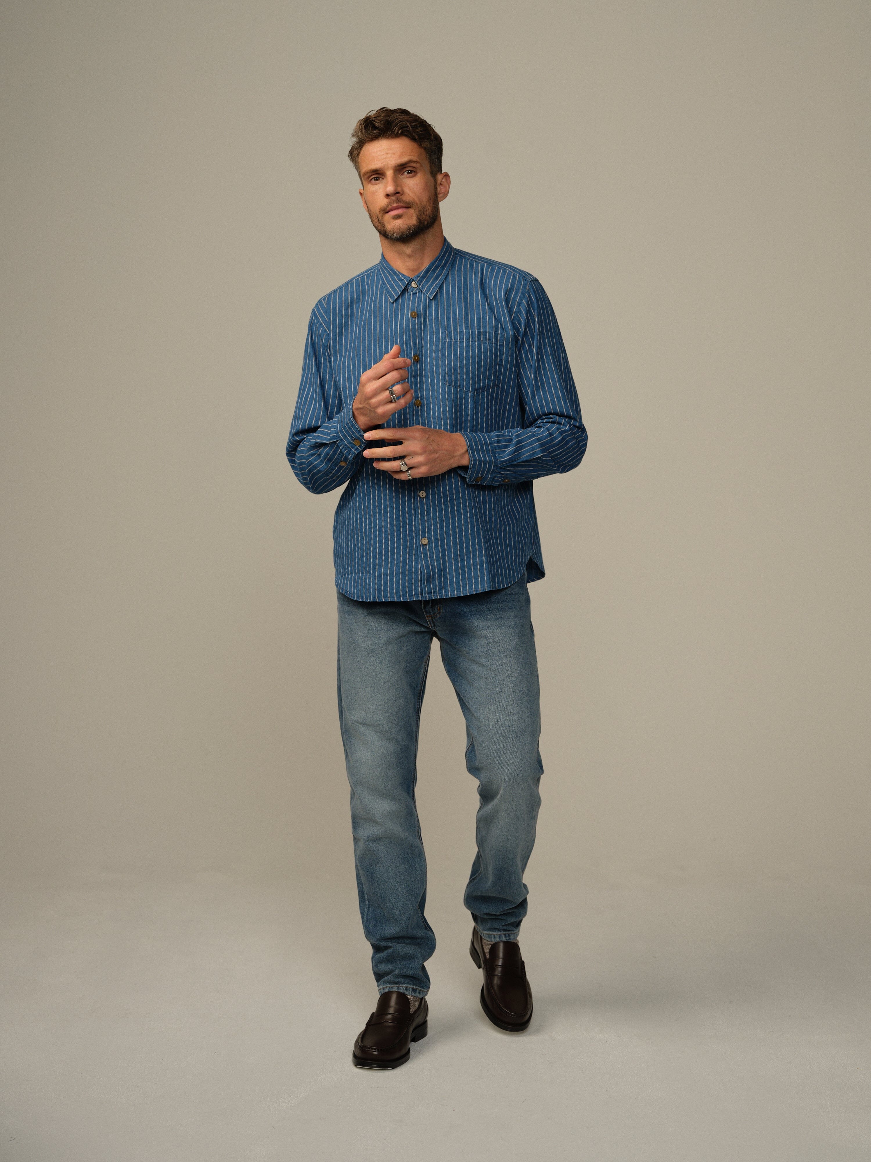 Accord Shirt in Dot-Dyed Indigo