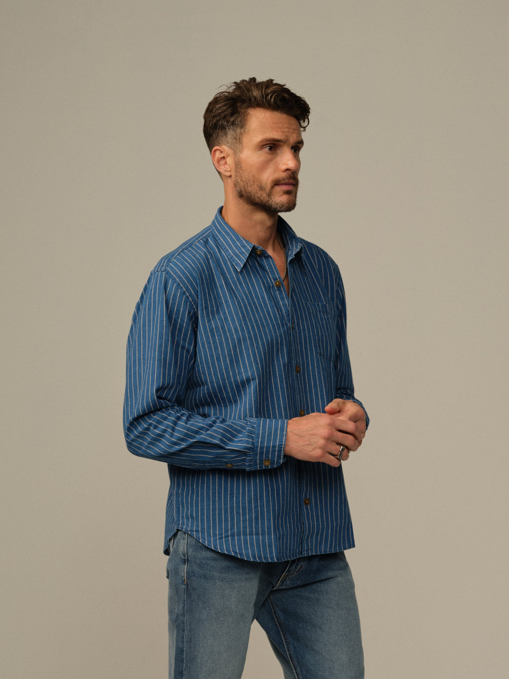Accord Shirt in Dot-Dyed Indigo