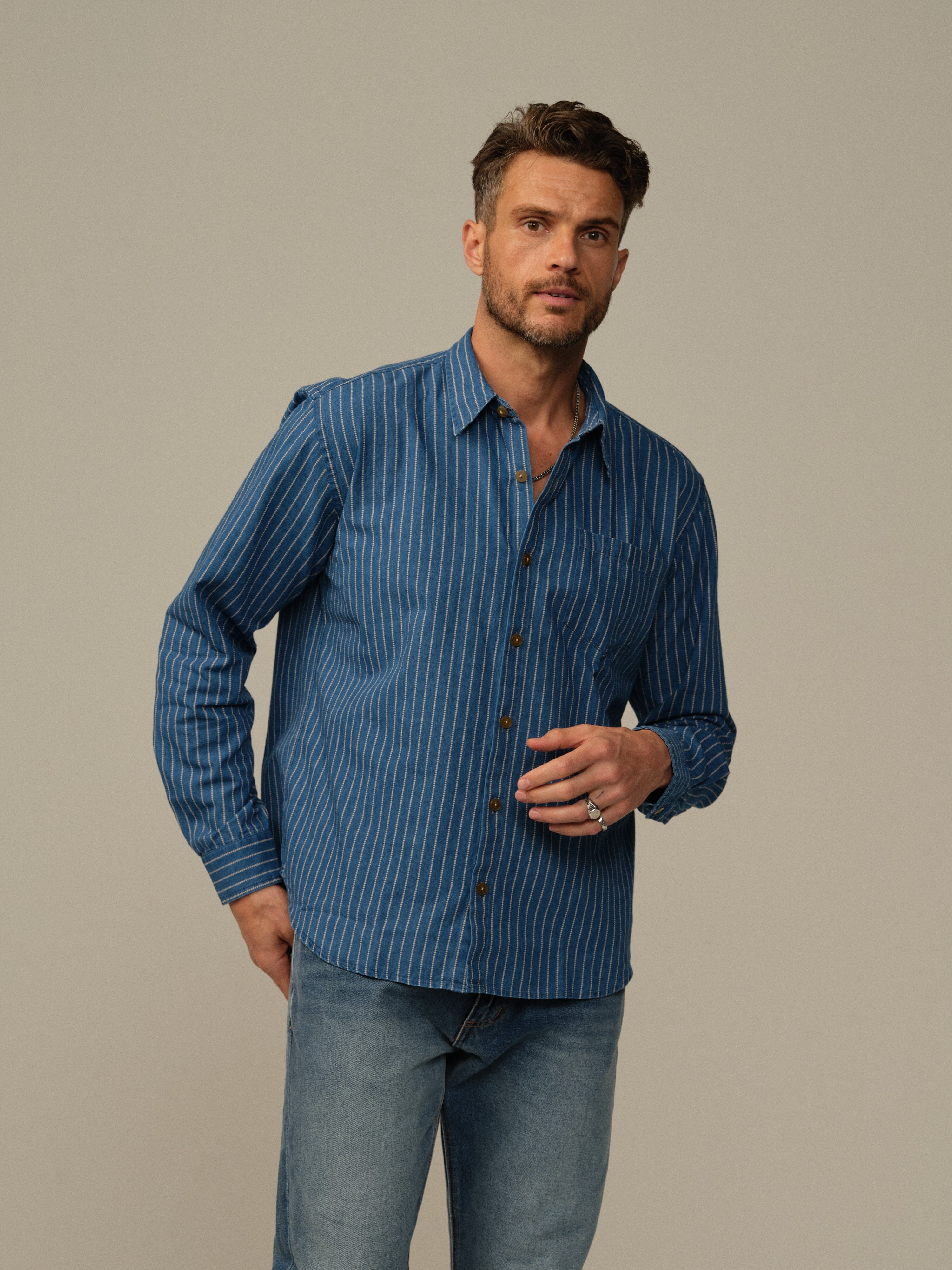 Accord Shirt in Dot-Dyed Indigo