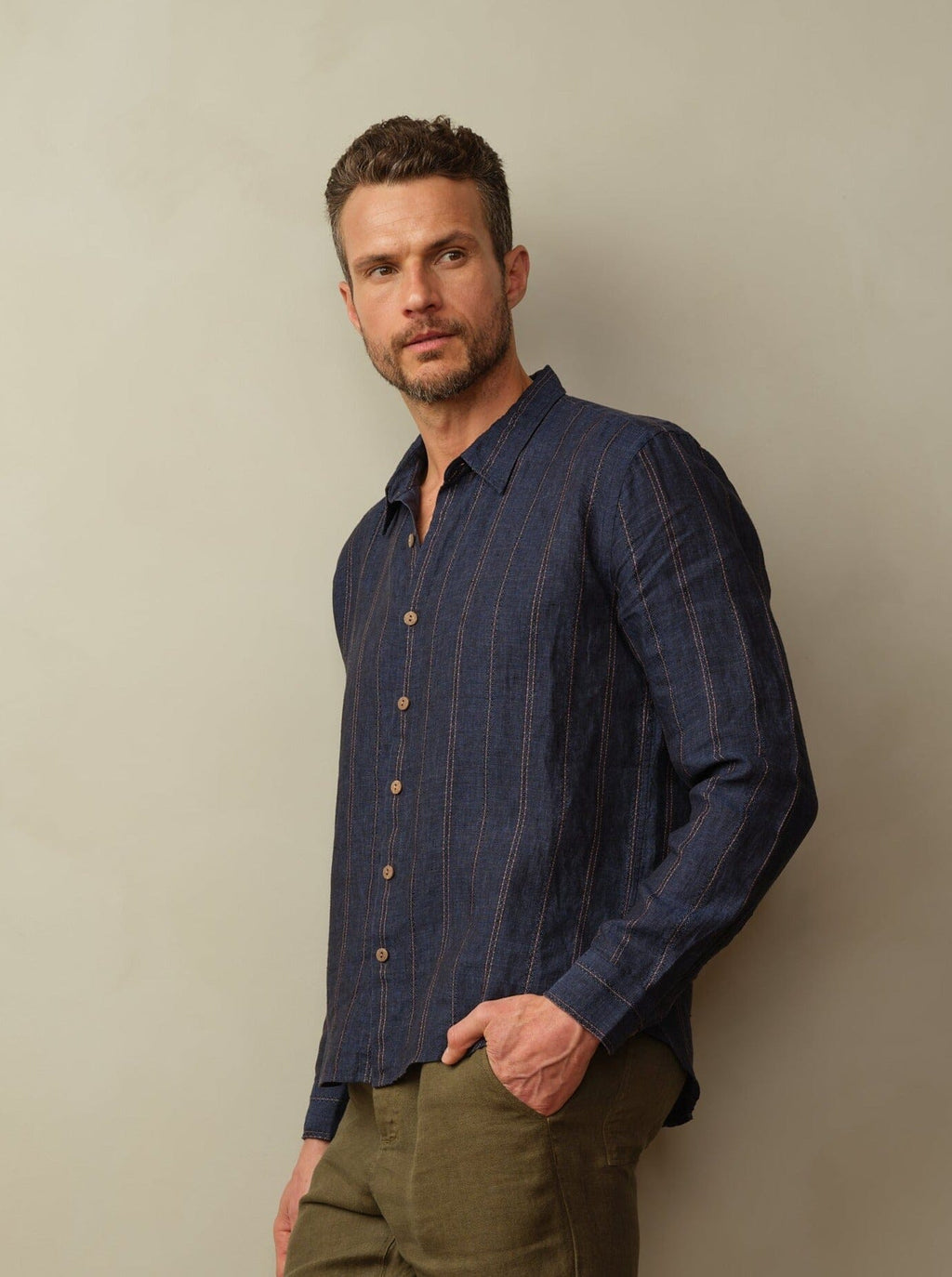 Accord Shirt in Embroidered Linen