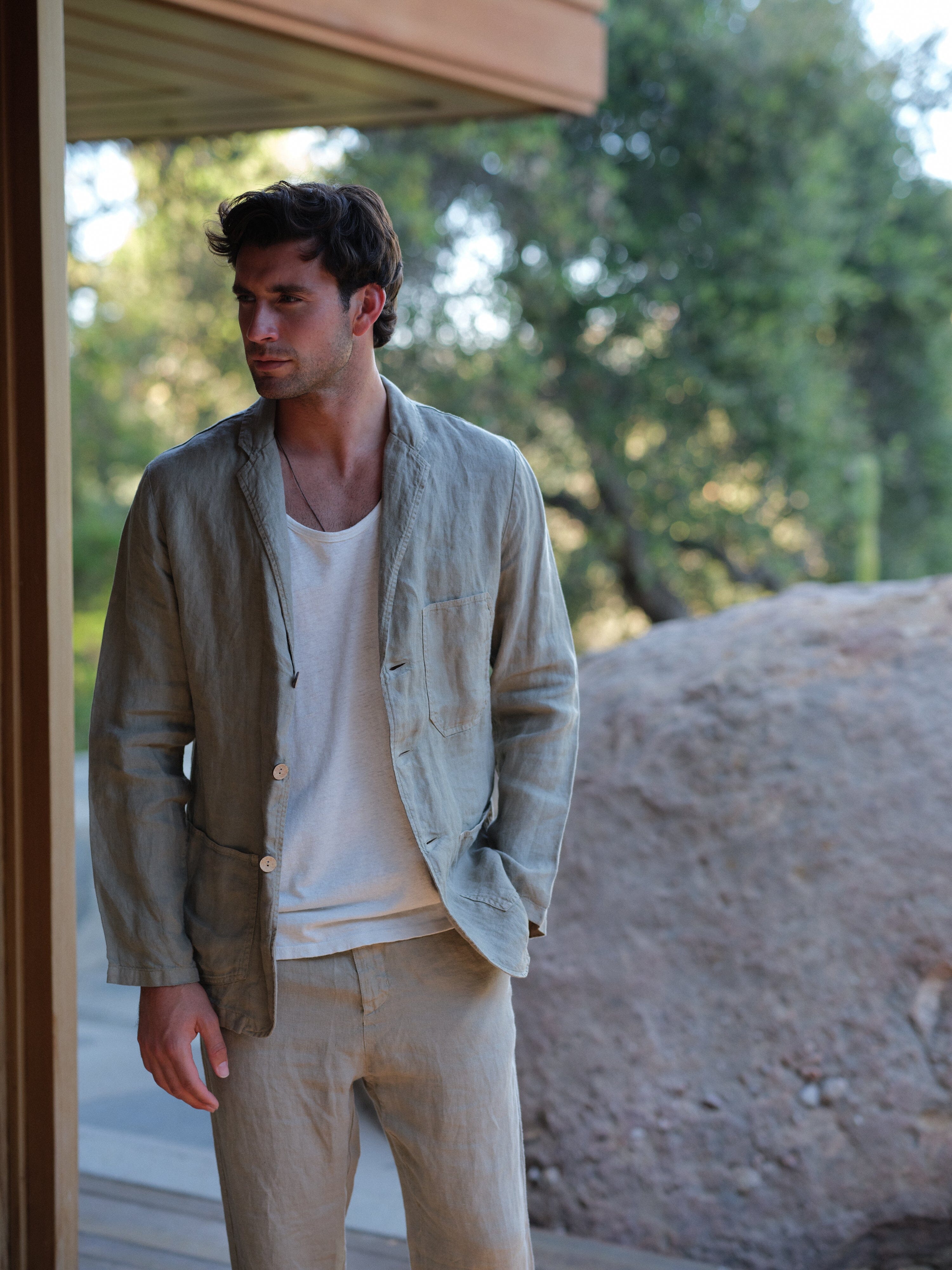 Biarritz Unstructured Blazer in Garment Dyed Linen