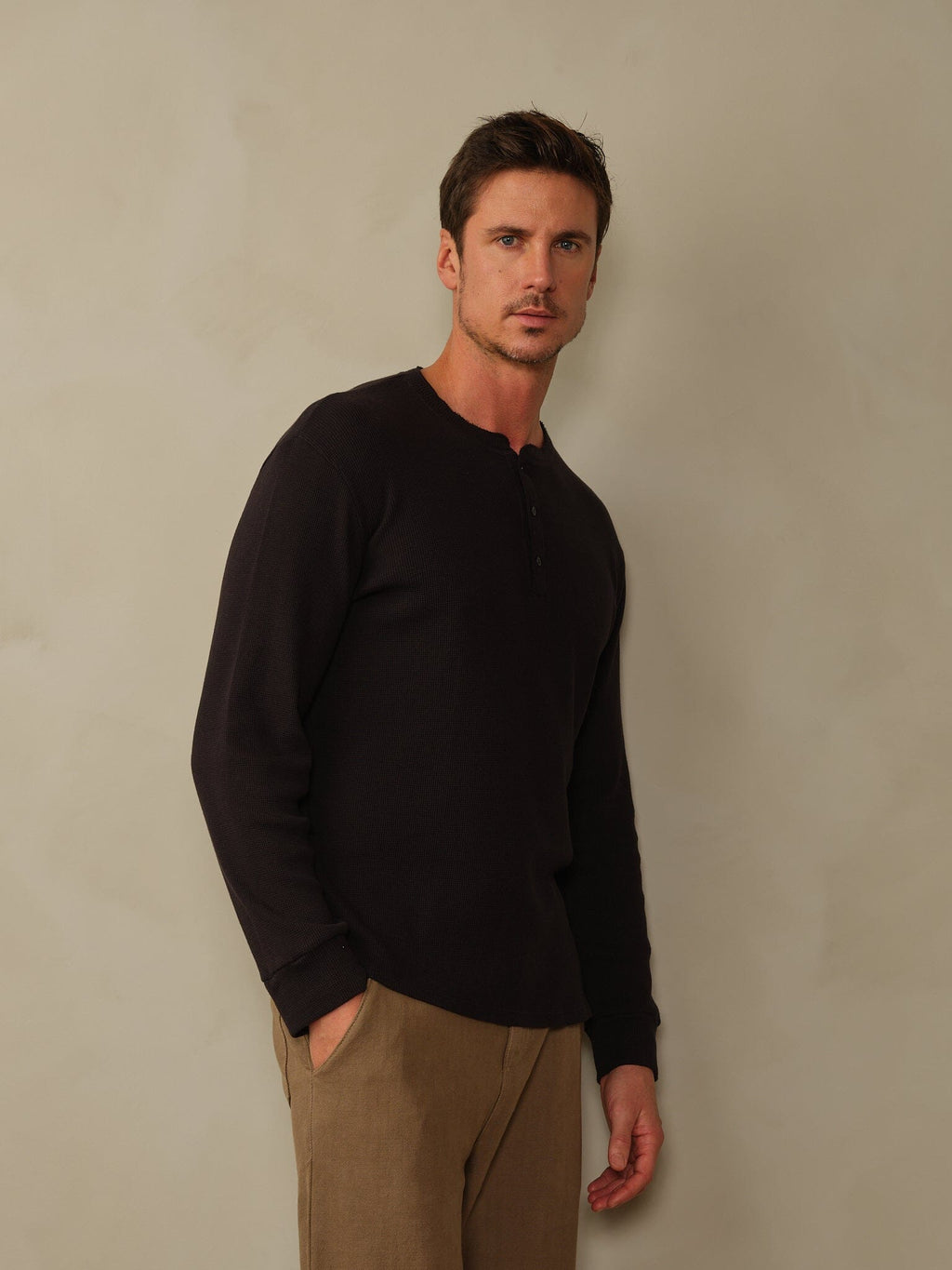 Crosby Henley in Waffle Knit