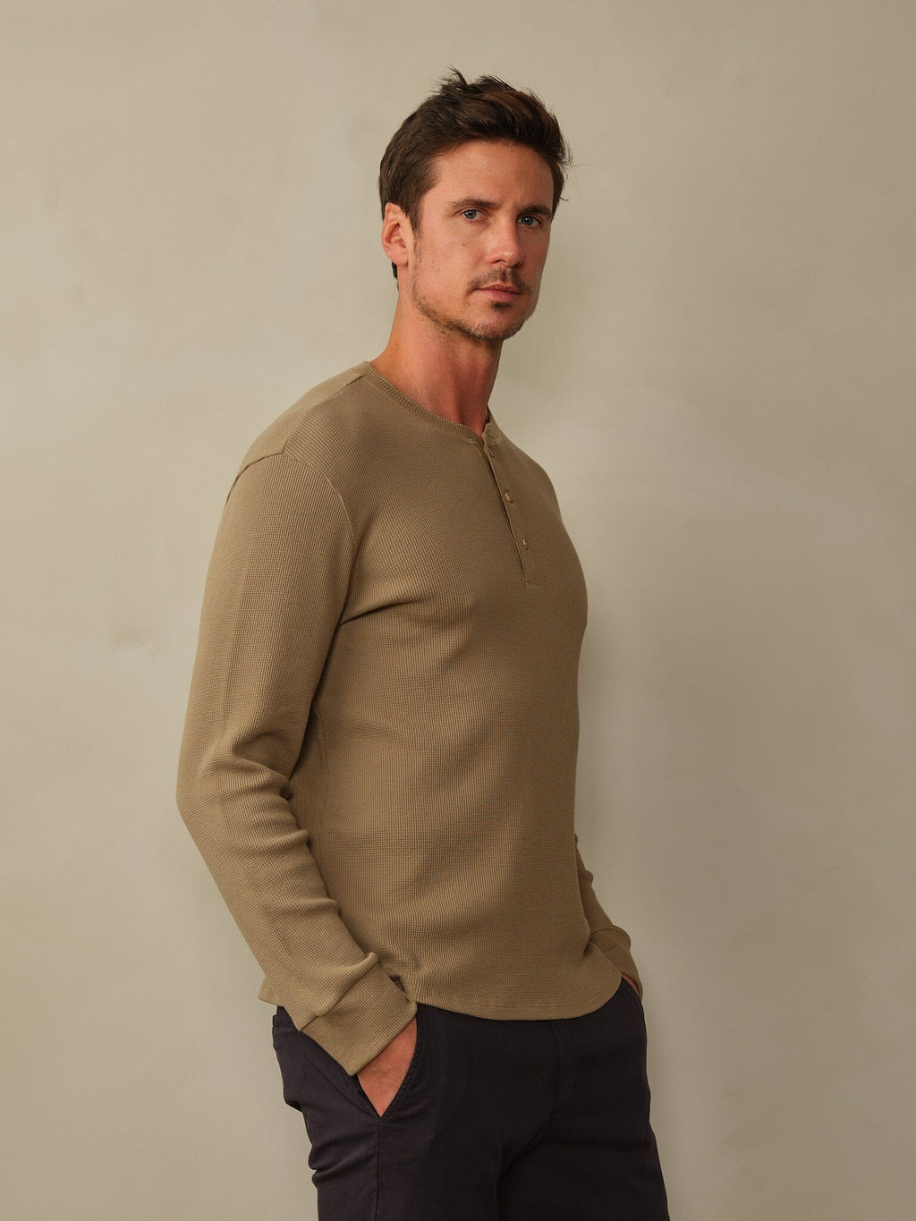 Crosby Henley in Waffle Knit