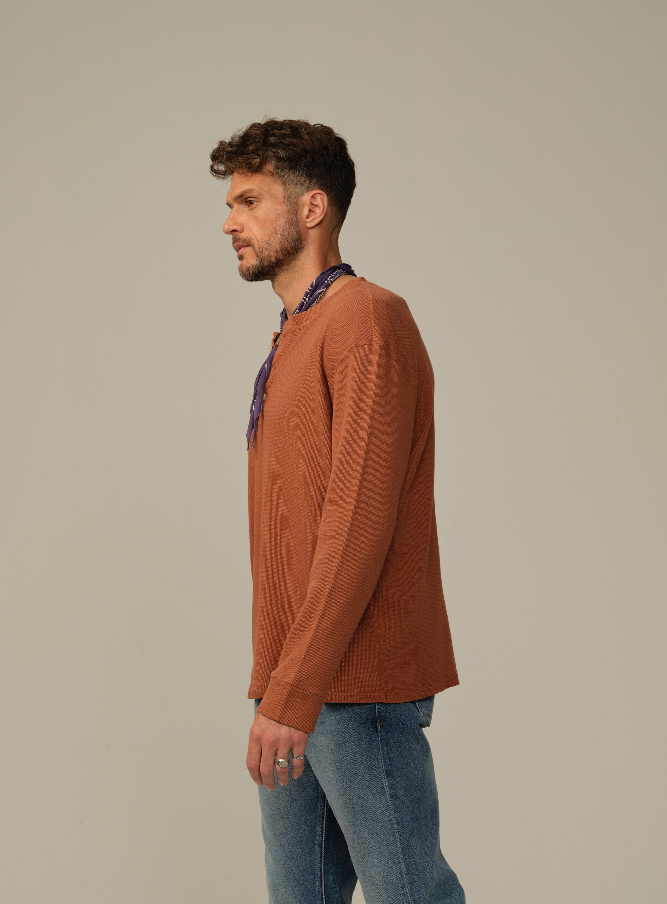 Crosby Henley in Waffle Knit