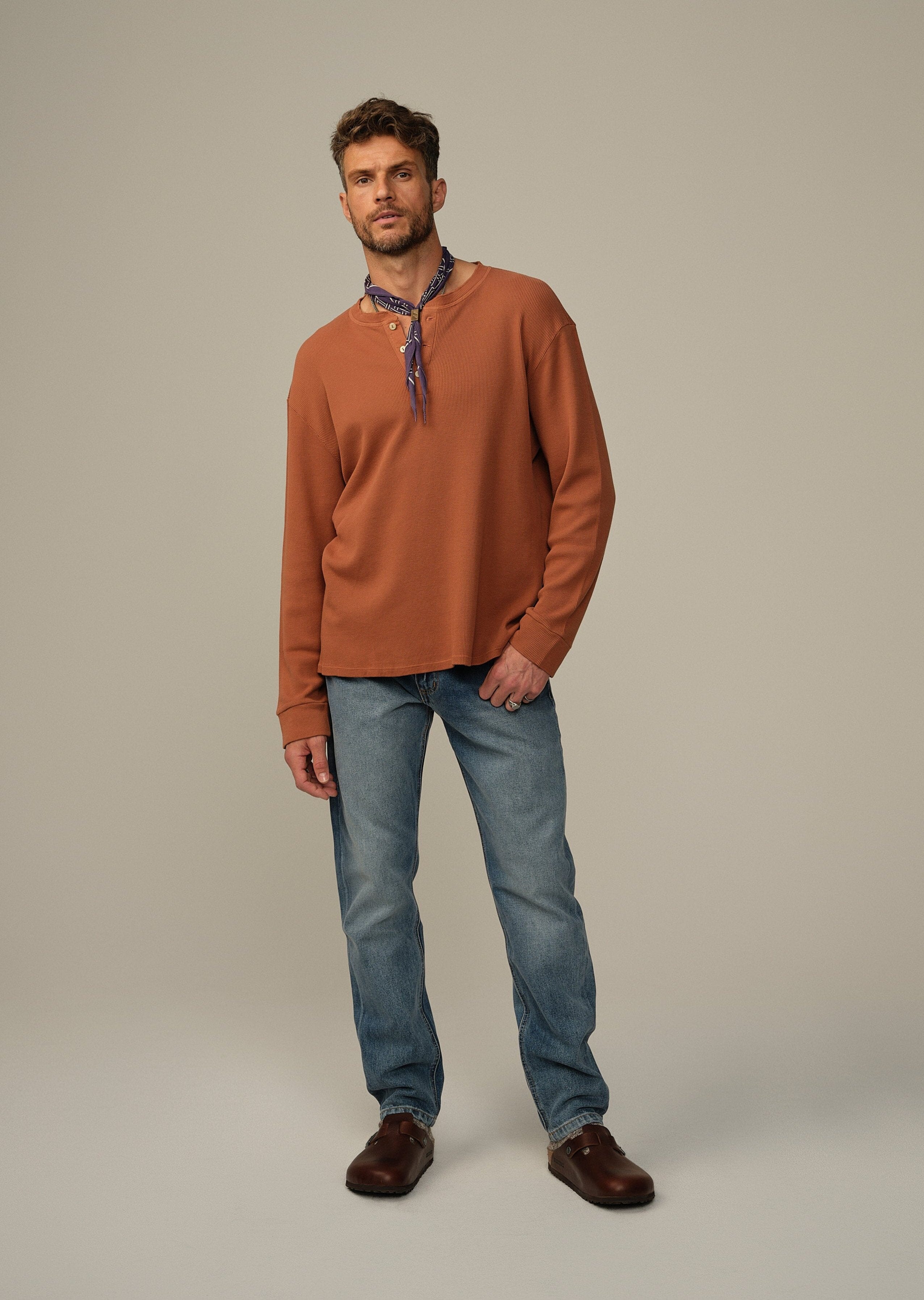 Crosby Henley in Waffle Knit