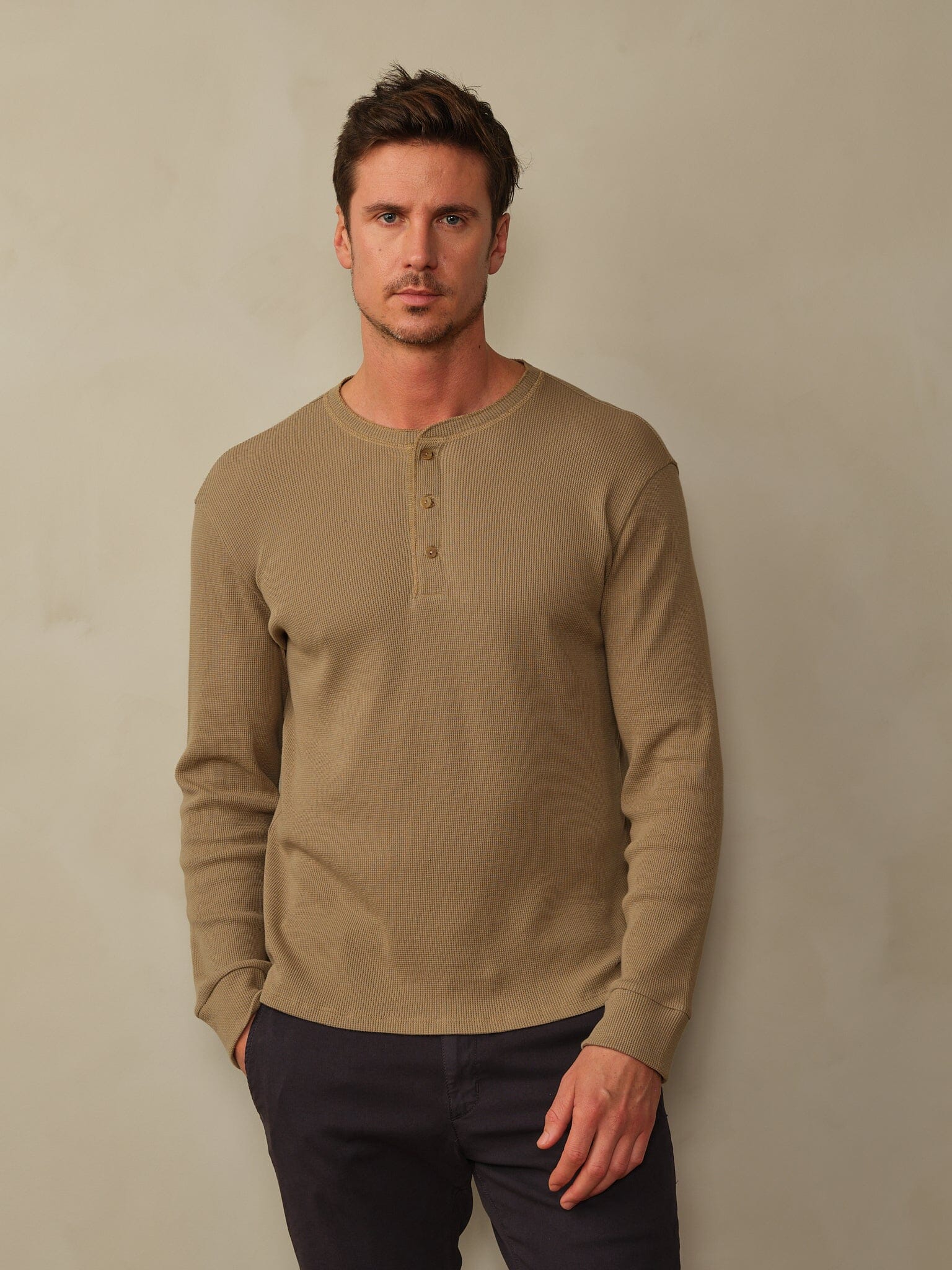 Crosby Henley in Waffle Knit