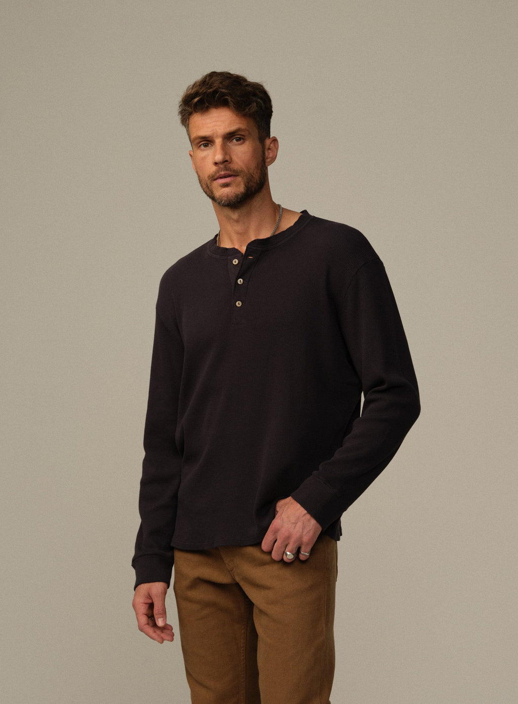 Crosby Henley in Waffle Knit