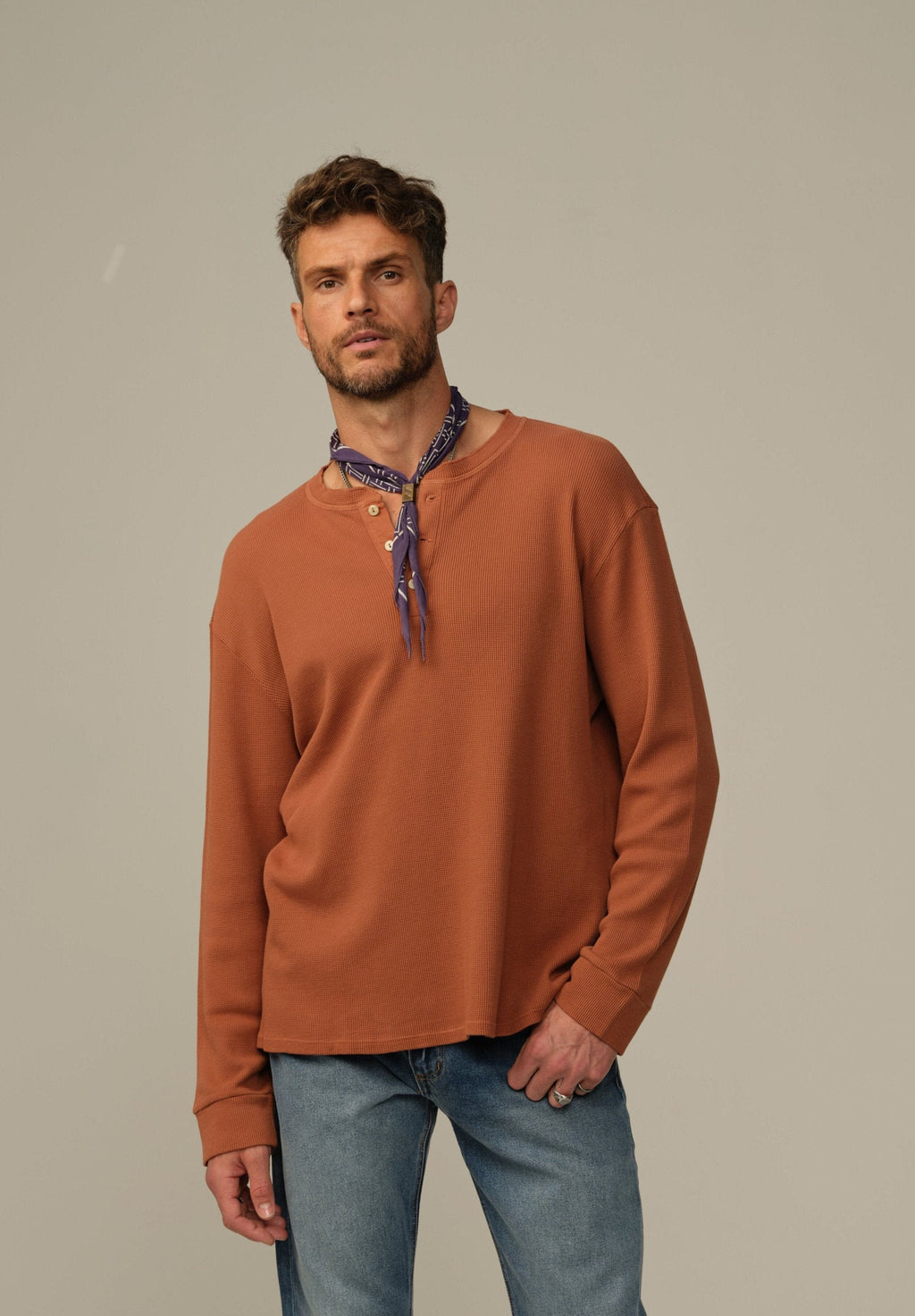 Crosby Henley in Waffle Knit