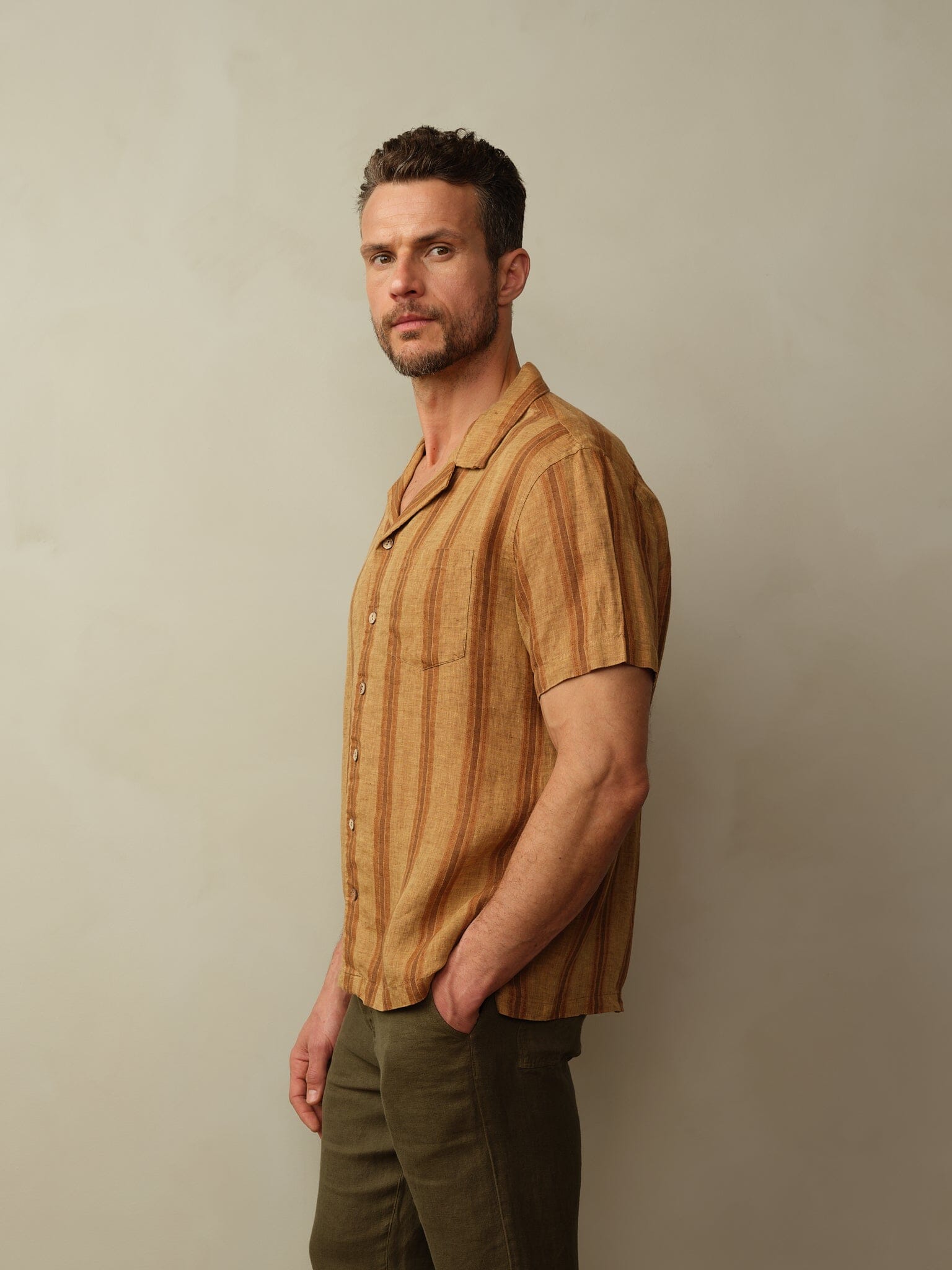 Fez Shirt in Embroidered Linen