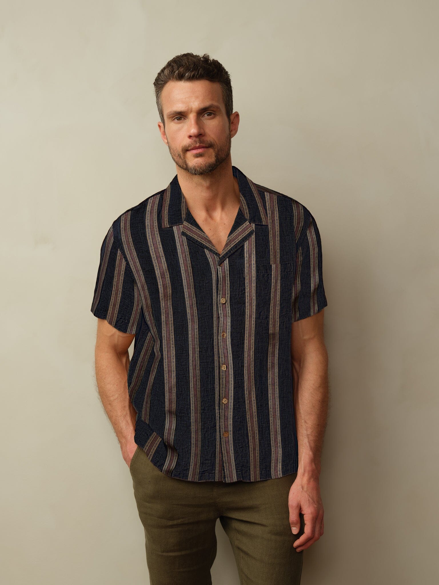 Fez Shirt in Embroidered Linen