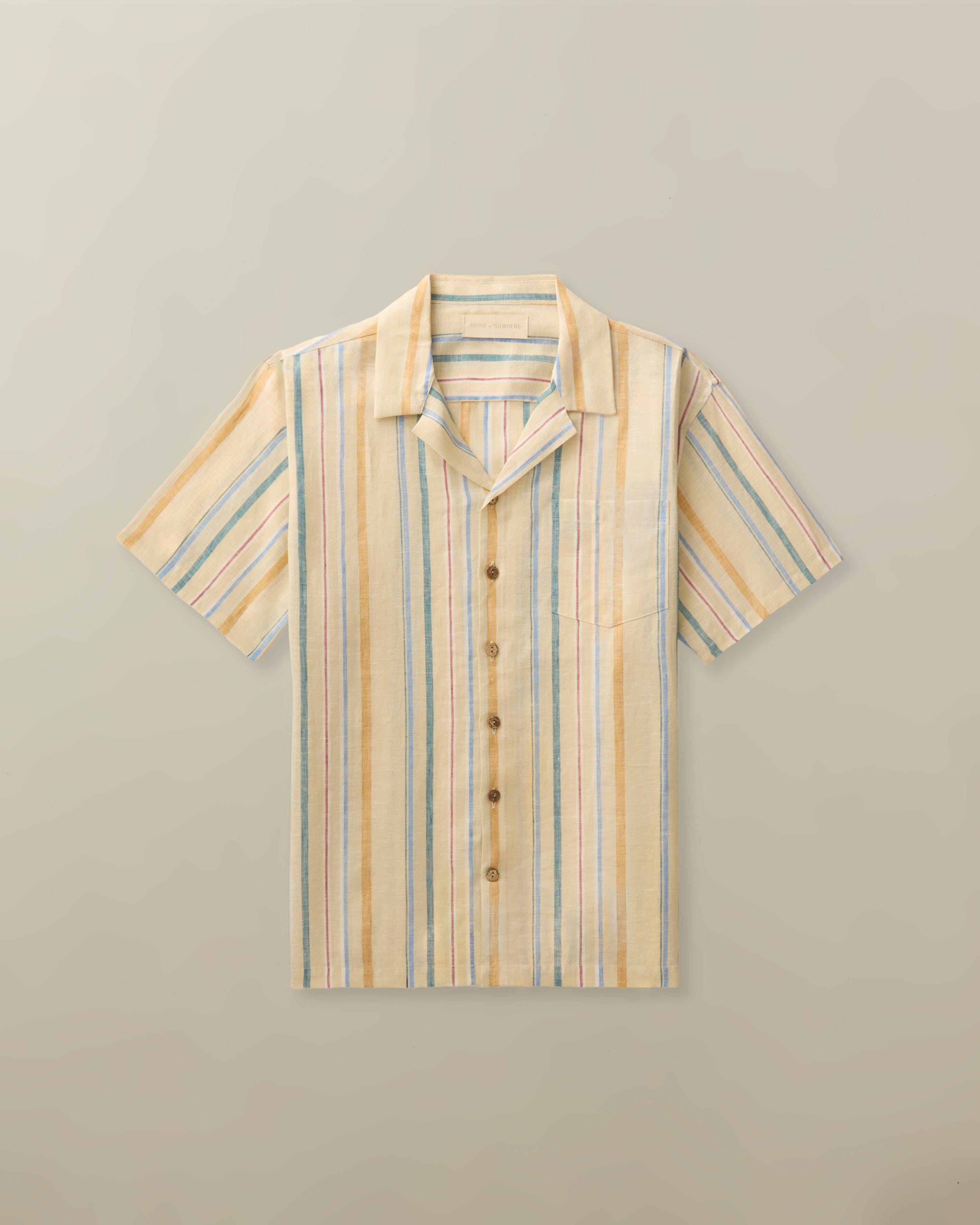 Fez Shirt in Striped Linen