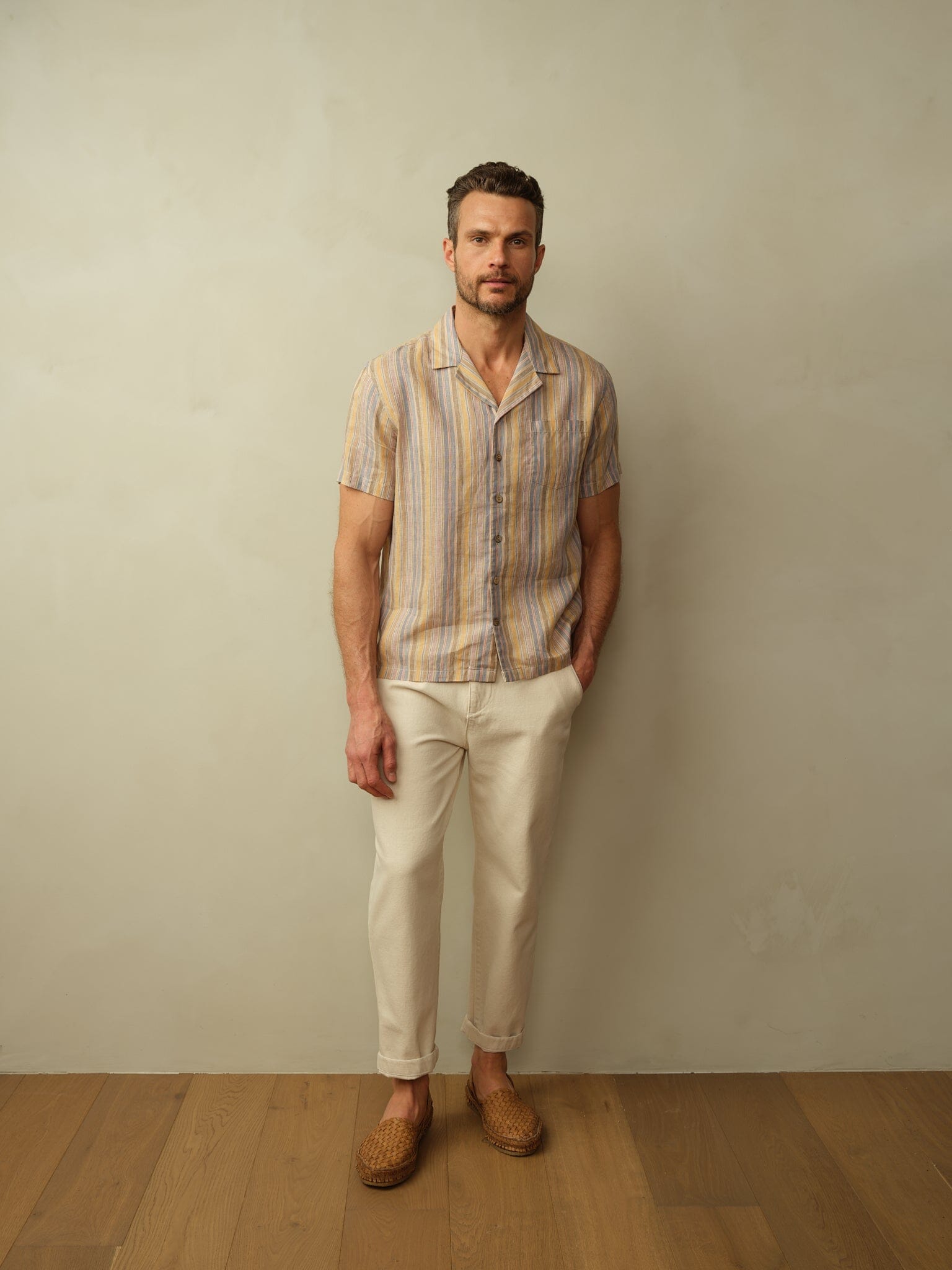 Fez Shirt in Striped Linen