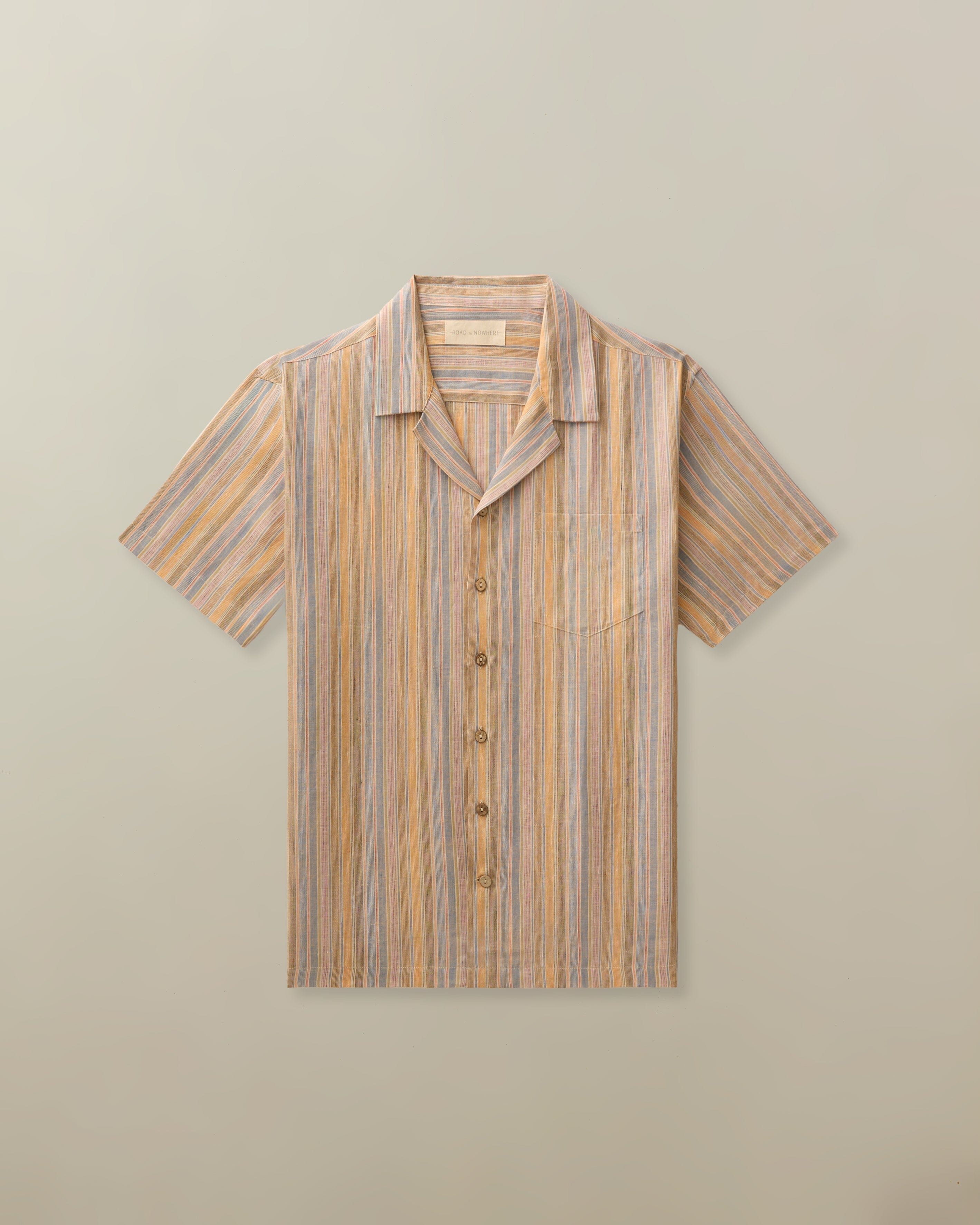 Fez Shirt in Striped Linen