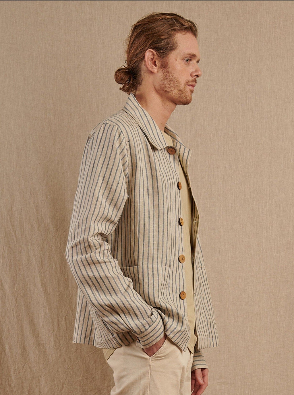 Santos Jacket in Striped Linen