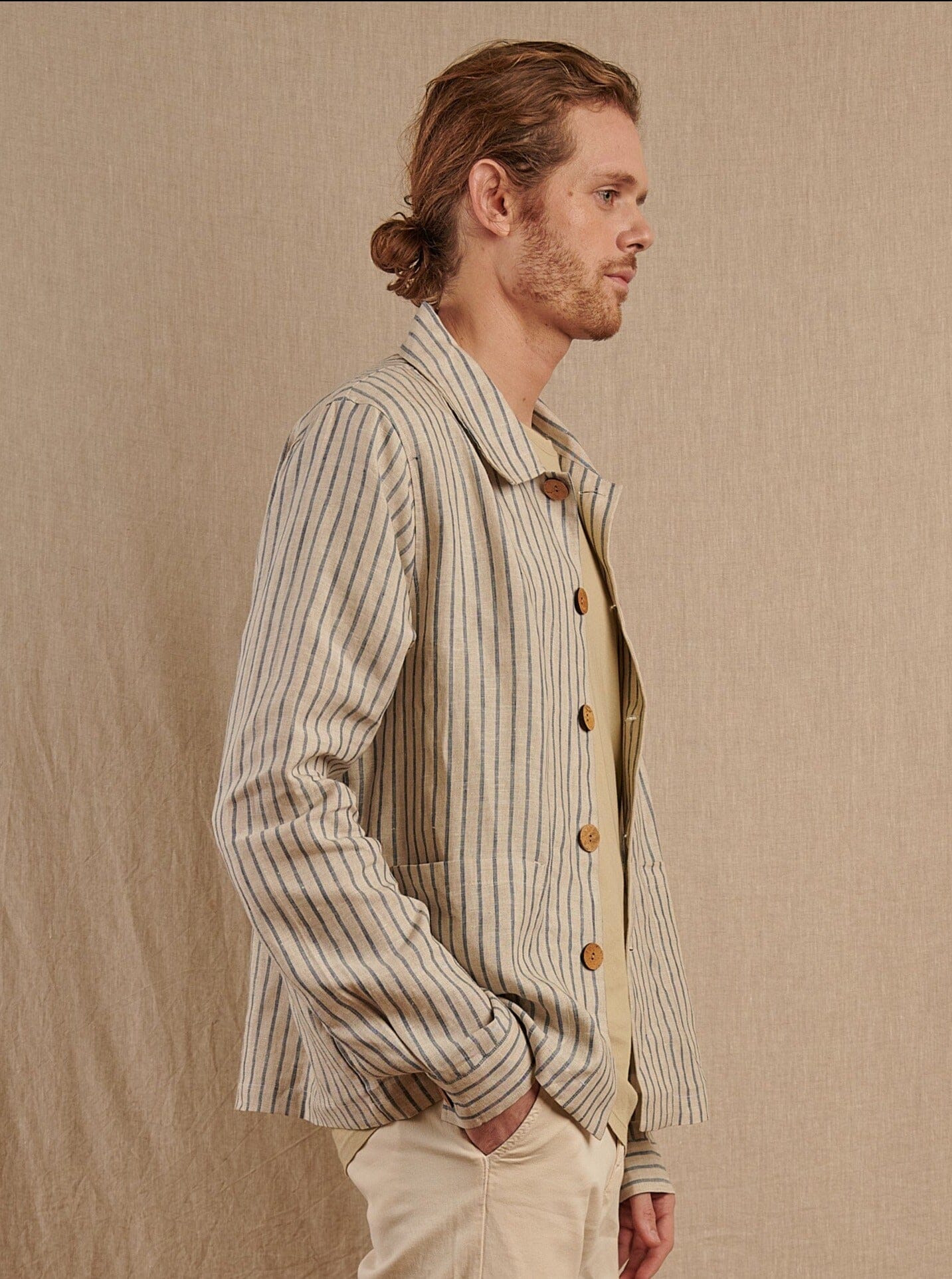 Santos Jacket in Striped Linen